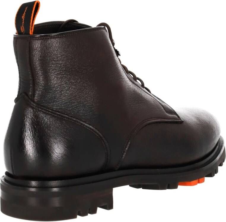 Santoni Bruin Leren Logan Platte Schoenen Brown Heren