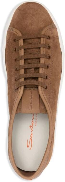 Santoni Bruin Leren Veterschoenen