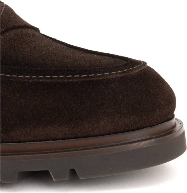 Santoni Bruine Casual-Chic Mocassin met Moderne Details Brown Heren
