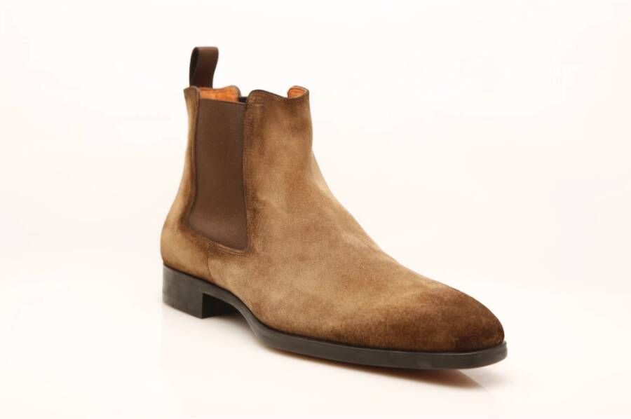 Santoni Bruine Chelsea Boot Suède Brown Heren