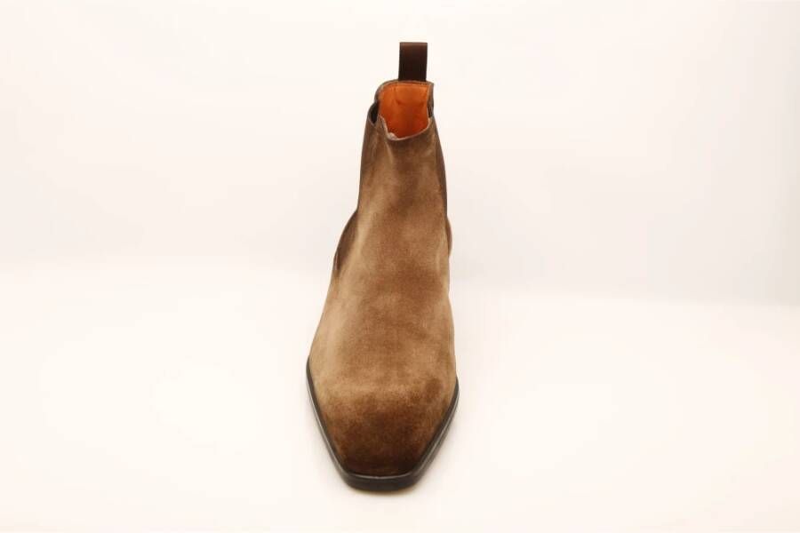 Santoni Bruine Chelsea Boot Suède Brown Heren