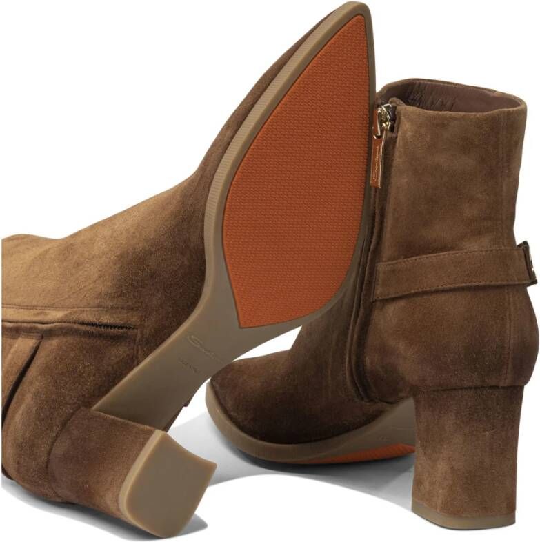 Santoni Bruine Enkellaarzen met Gespband