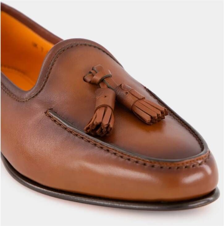 Santoni Bruine leren kwastloafer
