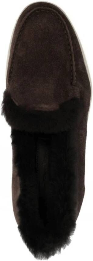 Santoni Bruine leren loafers met tonale stiksels
