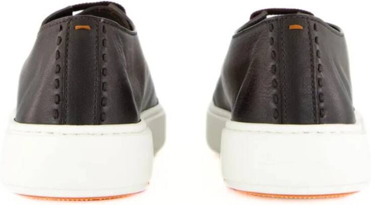 Santoni Bruine Leren Sneakers Clean Row