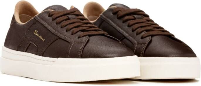 Santoni Bruine leren sneakers Brown Heren