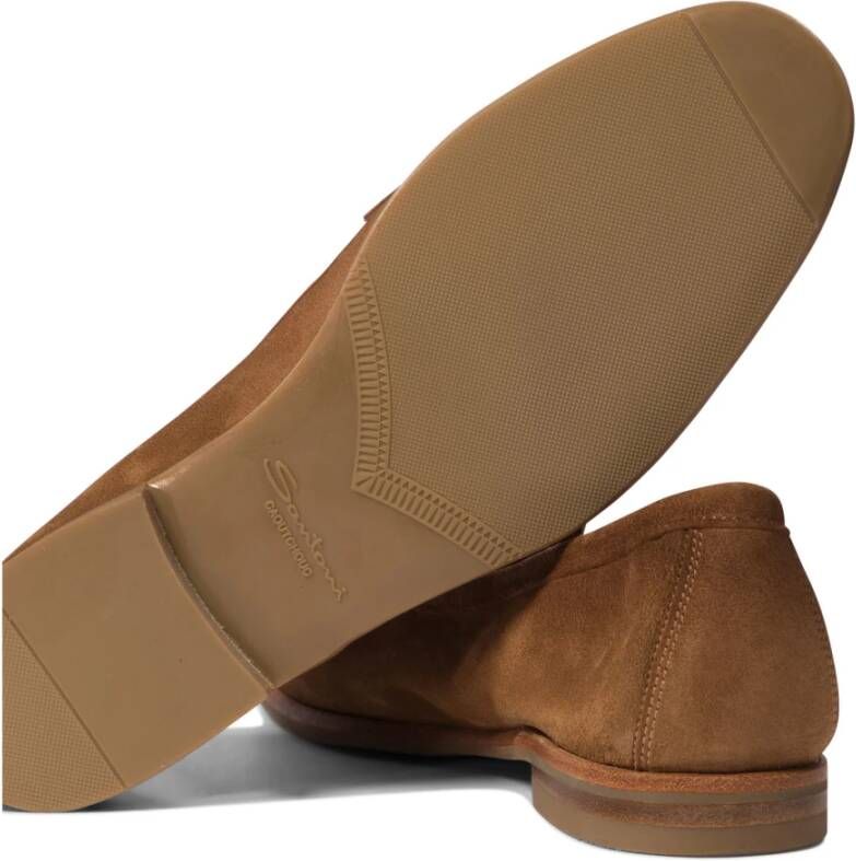 Santoni Bruine Loafer Schoenen Elegant Veelzijdige Stijl