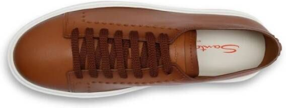 Santoni Bruine Sneakers met Handgemaakte Details