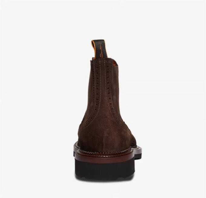 Santoni Bruine Suède Brogue Laarzen met Elastiek