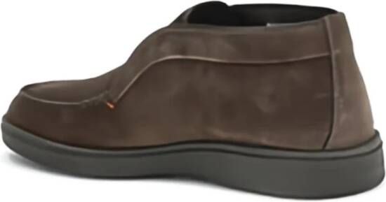 Santoni Bruine Suède Instap Platte Schoenen
