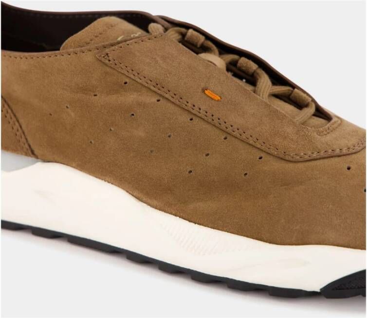 Santoni Bruine Suède Instap Sneakers