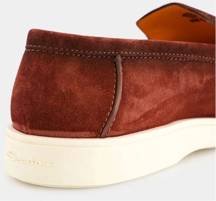 Santoni Burgundy Nubuck Loafers