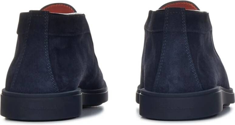 Santoni Blauwe Suède Instappers Blauw Heren