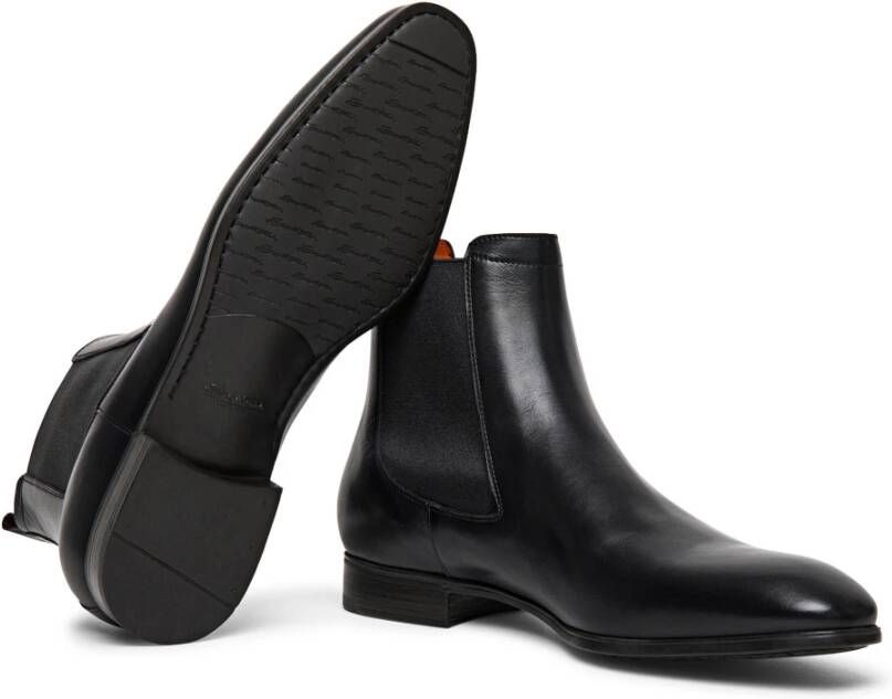 Santoni Handgemaakte Leren Chelsea Boot Zwart Heren