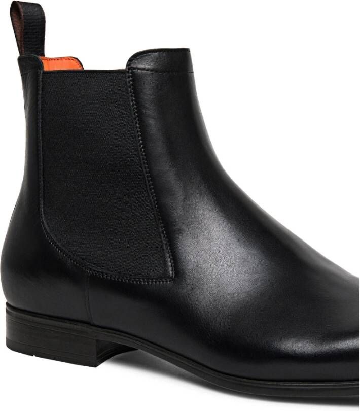 Santoni Handgemaakte Leren Chelsea Boot Zwart Heren