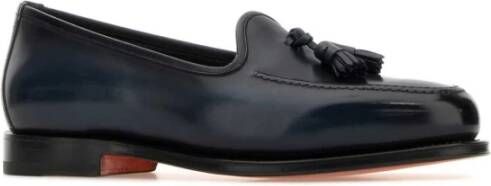 Santoni Donkerblauw Leren Andrew Loafers