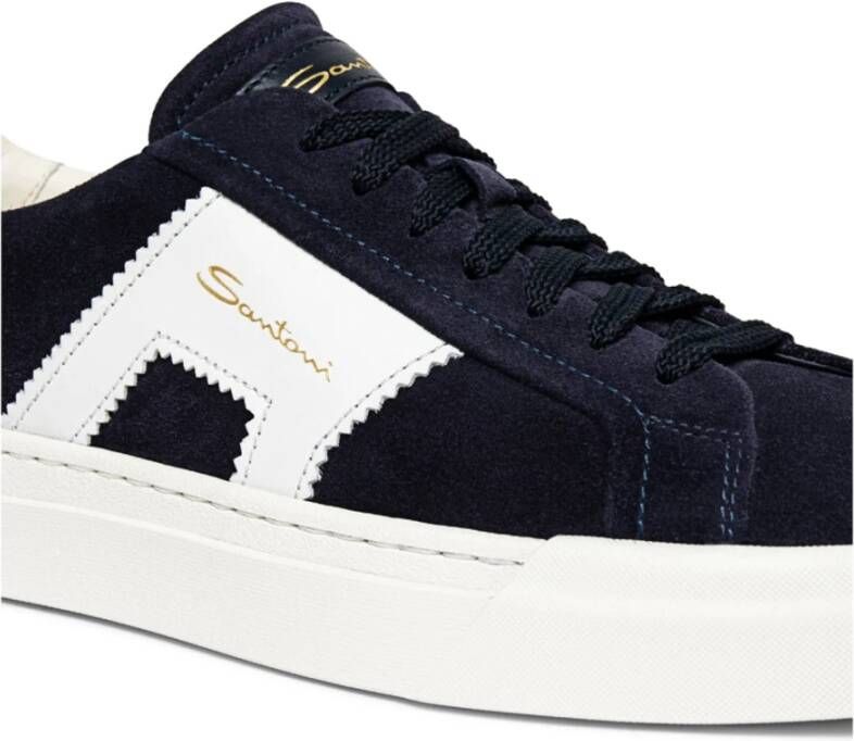 Santoni Donkerblauwe en witte dubbele gespschoen Blauw Heren