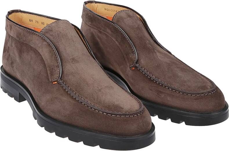 Santoni Donkerbruine Slip-On Enkellaarzen Bruin Heren