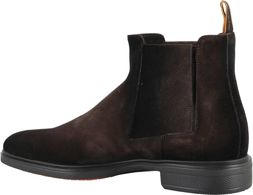 Santoni Donkerbruine Suède Enkellaars
