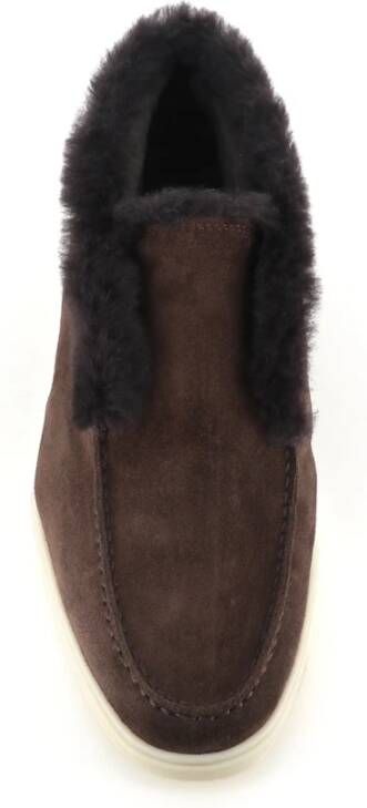 Santoni Donkerbruine Suède Enkellaarsjes