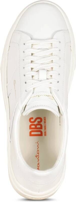 Santoni Dubbele Gesp Leren Sneakers White Heren