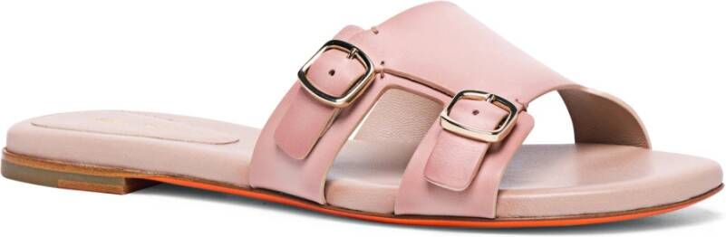Santoni Leren Slide Sandaal met Dubbele Gesp