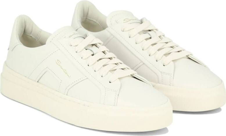 Santoni Dubbele Gesp Leren Sneaker White Dames