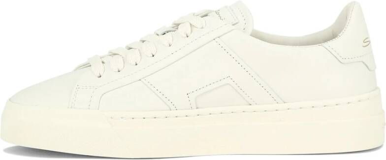 Santoni Dubbele Gesp Leren Sneaker White Dames