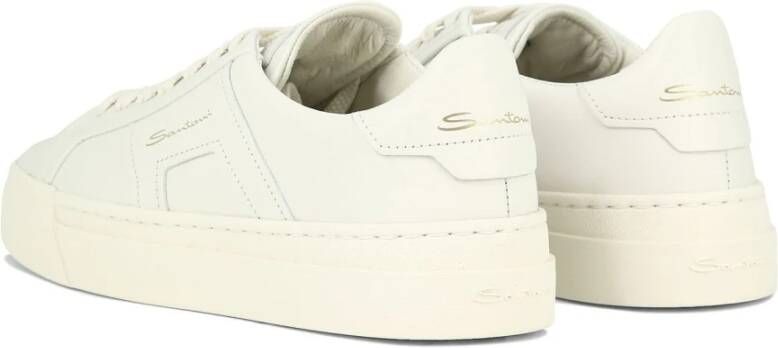 Santoni Dubbele Gesp Leren Sneaker White Dames