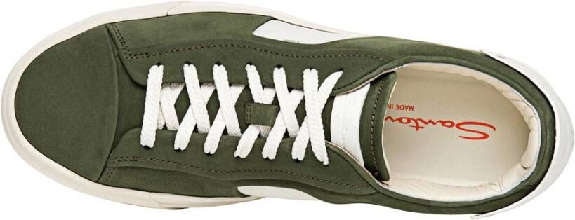 Santoni Dynamische Leren Sneaker met Intarsia Detail Green Heren