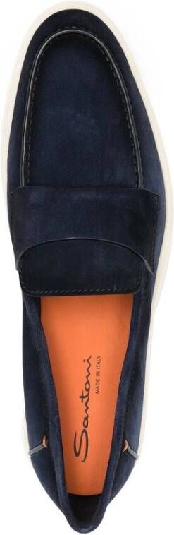 Santoni Elegante Leren Schoen Blue Heren
