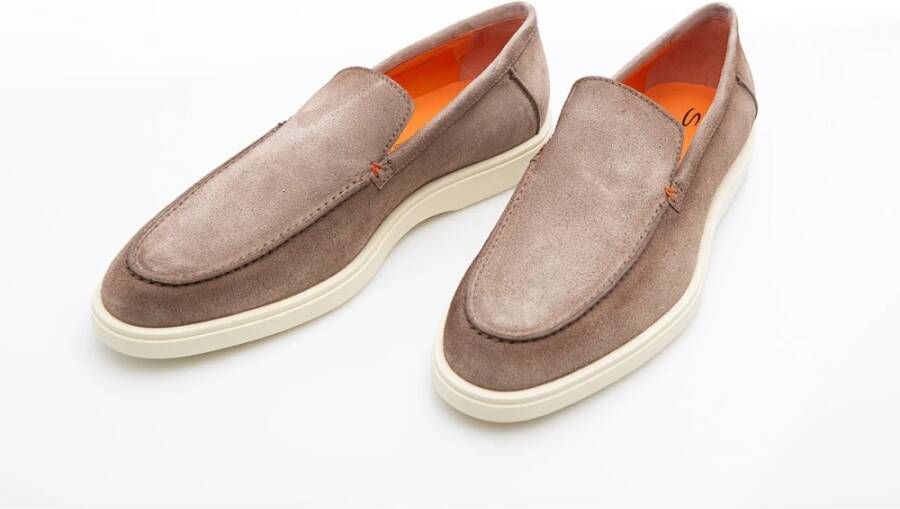 Santoni Elegante Nubuck Loafer Brown Heren