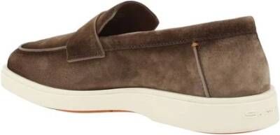 Santoni Elegante Suède Loafers met Rubberen Zool Brown Heren