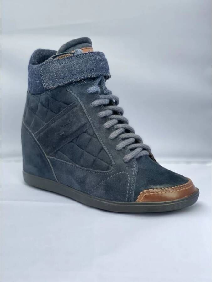 Santoni Stijlvolle Enkellaarzen met Platformaccent Blauw Dames