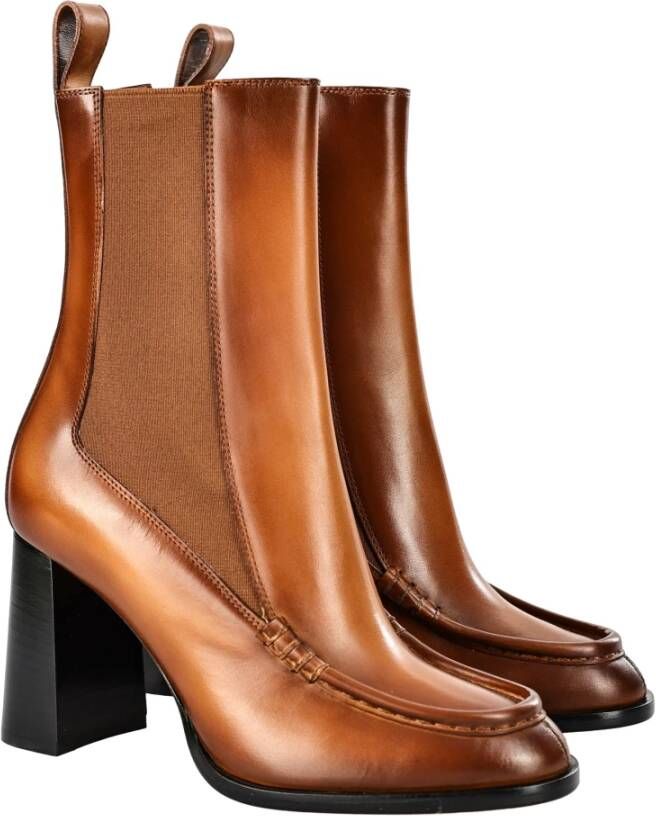 Santoni Enkellaarzen Leer Hersilia Stijl Brown Dames