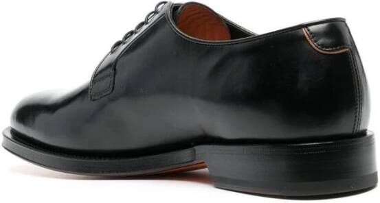 Santoni Gepolijste leren Derby schoenen Black Heren