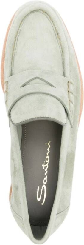 Santoni Groene leren Loafers Casual Flats