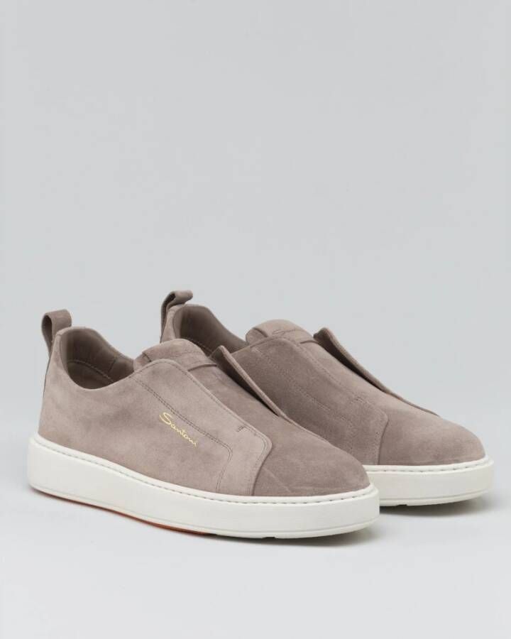 Santoni Gyan Slip-On Sneakers Beige Heren