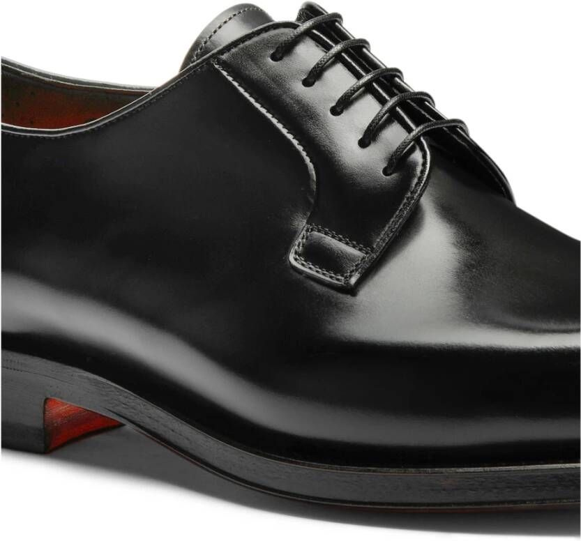 Santoni Handgemaakte leren Derby veterschoenen