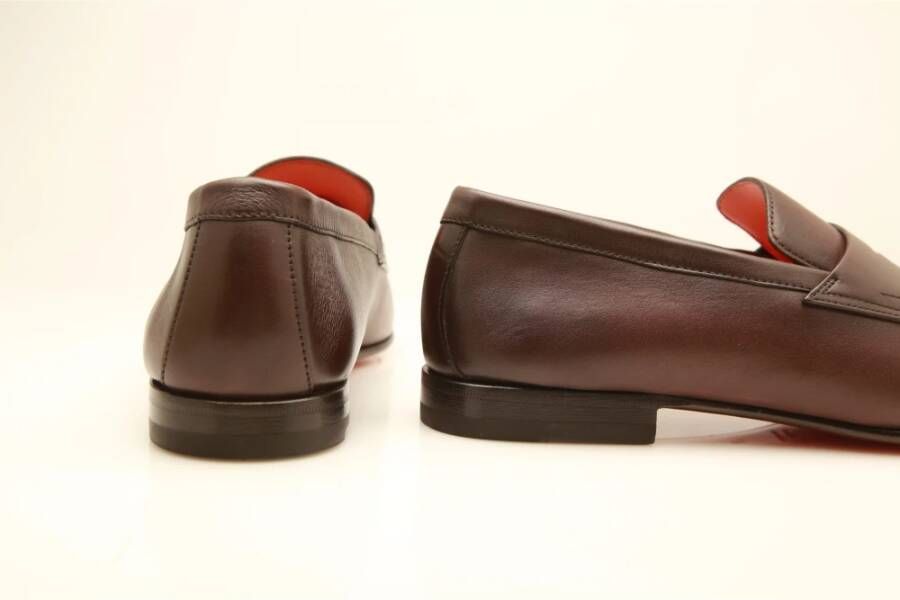 Santoni Handgemaakte leren loafers in cognacbruin Brown Heren