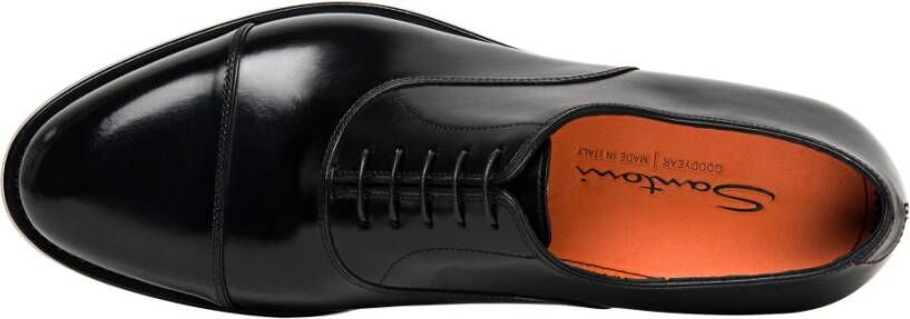 Santoni Handgemaakte leren Oxford schoen Black Heren