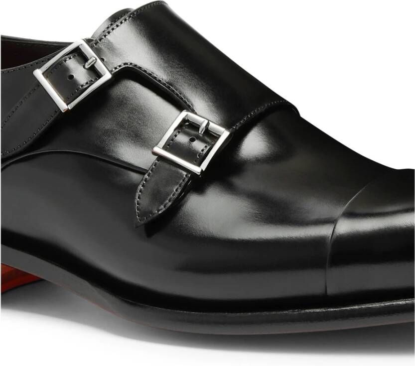 Santoni Handgemaakte leren schoen met dubbele gesp