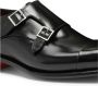 Santoni Zwarte Leren Amandelvormige Schoenen Black Heren - Thumbnail 2