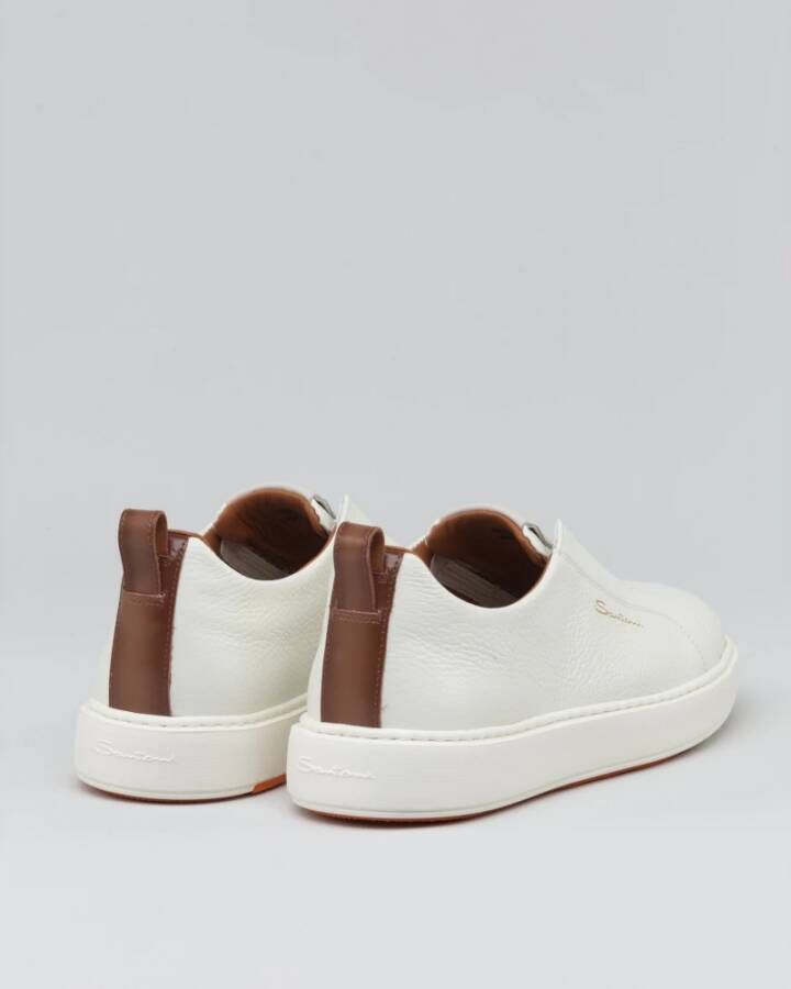 Santoni Handgemaakte Leren Slip-On Sneaker White Heren
