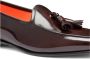 Santoni Heren bordeauxrode glanzende leren kwastloafer - Thumbnail 2