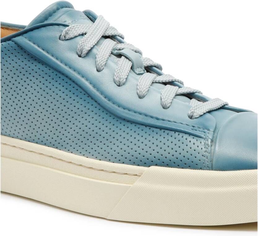 Santoni Heritage Leren Sneaker Blue Heren