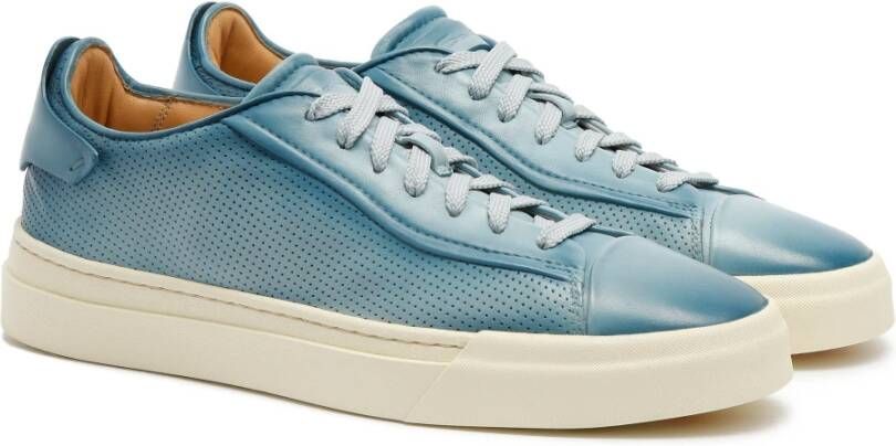 Santoni Heritage Leren Sneaker Blue Heren