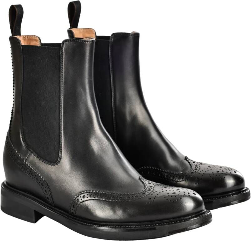 Santoni Italiaanse leren enkellaarzen Beatles stijl Black Dames