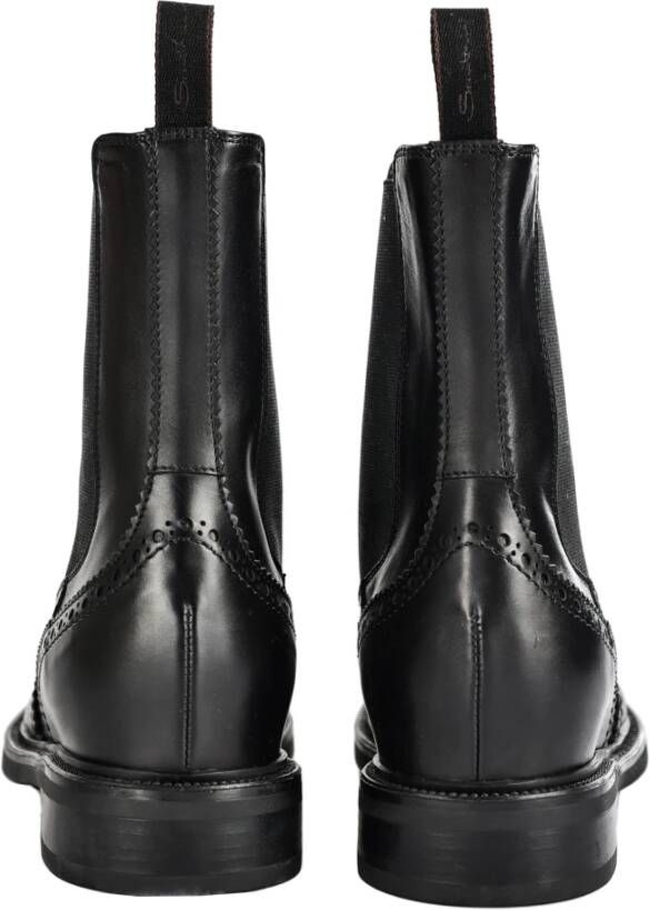 Santoni Italiaanse leren enkellaarzen Beatles stijl Black Dames