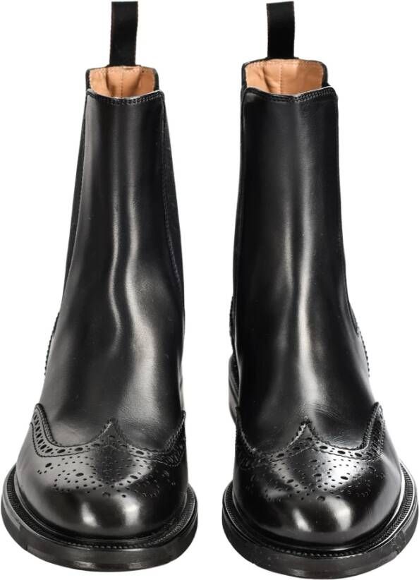 Santoni Italiaanse leren enkellaarzen Beatles stijl Black Dames